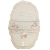 Plain Beige/ Beige Car Seat Footmuff/Cosytoes With Large Bows & Lace